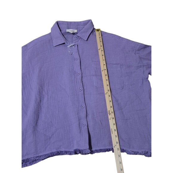 NEW EE:SOME S Gauzy Boxy Top Purple Button Down Lagon Coastal Beachy Vacation - Picture 7 of 7